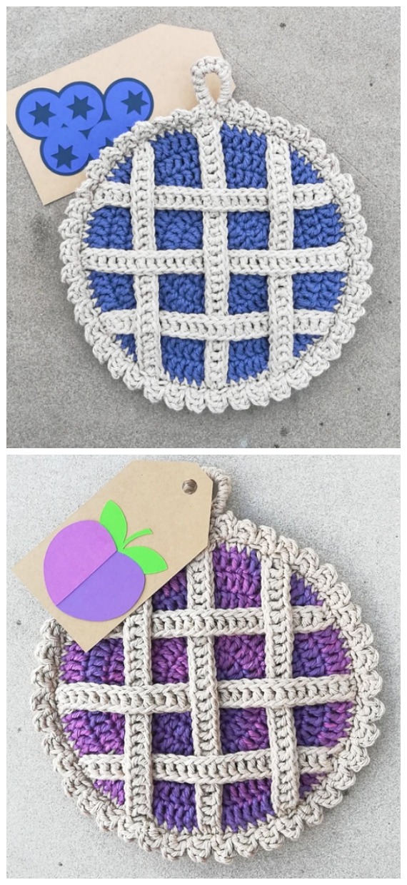Lattice Pie Pot Holder Crochet Free Pattern- #PotHolder; Hotpad Crochet Free Patterns