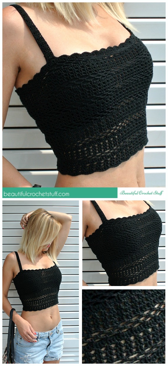 Casual Crop Top Crochet Free Pattern - Women #CropTop; Free #Crochet; Patterns [Summer Edition]