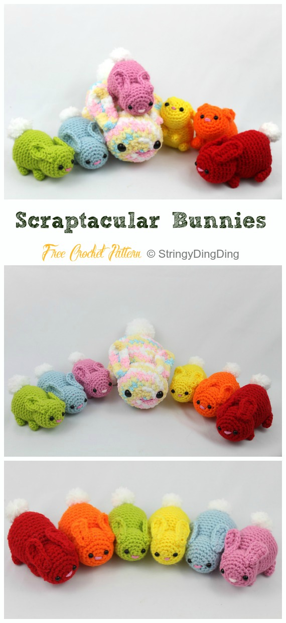 Amigurumi Scraptacular Bunnies Crochet Free Pattern - Crochet #Bunny; Toy #Amigurumi; Free Patterns