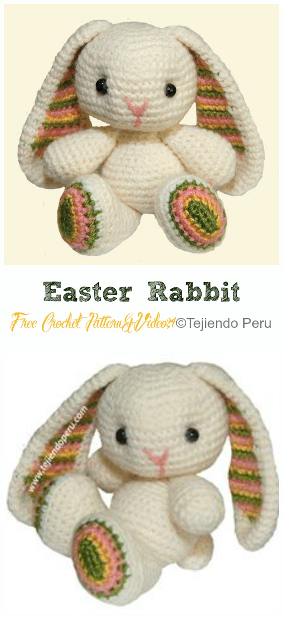 Amigurumi Easter Rabbit Crochet Free Pattern&Video- Crochet #Bunny; Toy #Amigurumi; Free Patterns