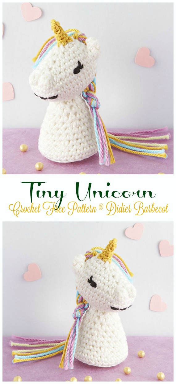 Crochet Tiny Unicorn Amigurumi  Free Pattern- #Amigurumi Crochet #Unicorn; Toy Softies Patterns