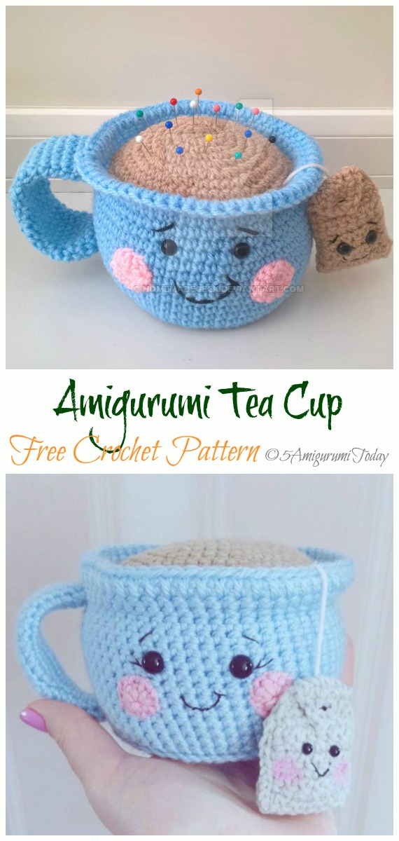 Crochet Tea Cup Pincushion Amigurumi Free Pattern - #Amigurumi; #Teacup; Free Crochet Patterns