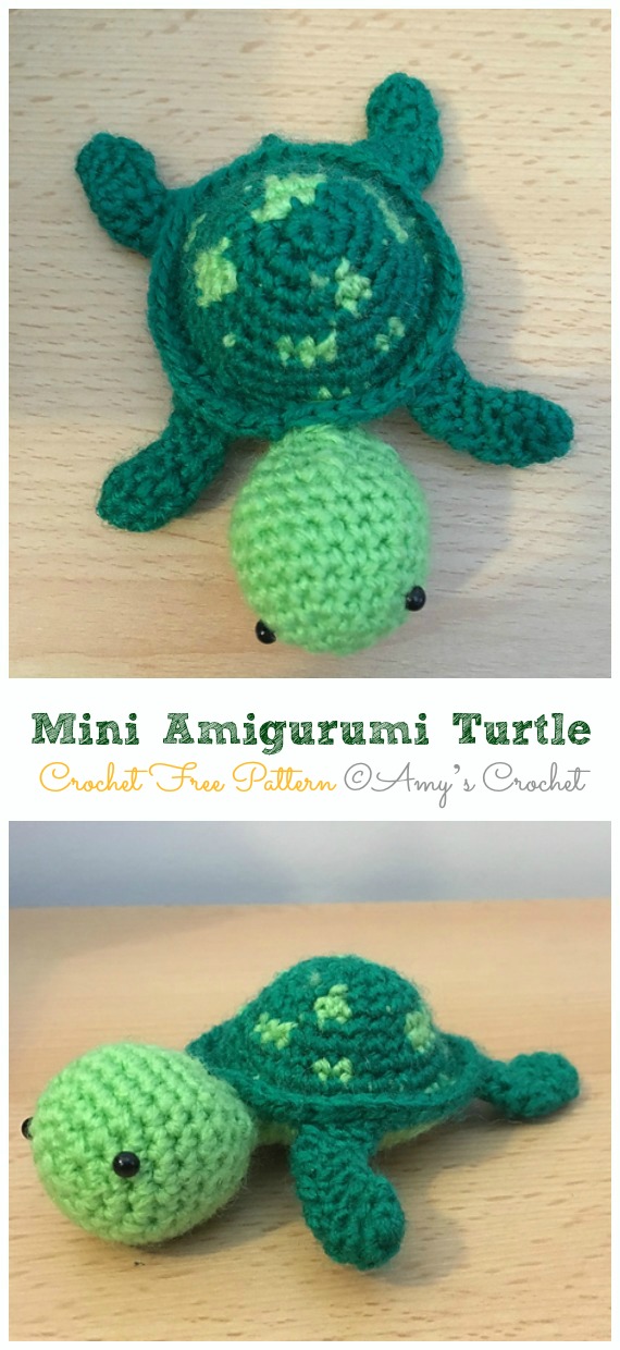 Mini Amigurumi Turtle Crochet Free Pattern - #Crochet; #Turtle; Amigurumi Toy Softies Free Patterns