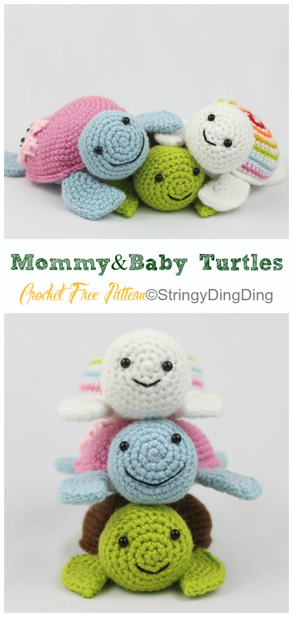 Amigurumi Mommy Baby Turtles Crochet Free Pattern - #Crochet; #Turtle; Amigurumi Toy Softies Free Patterns