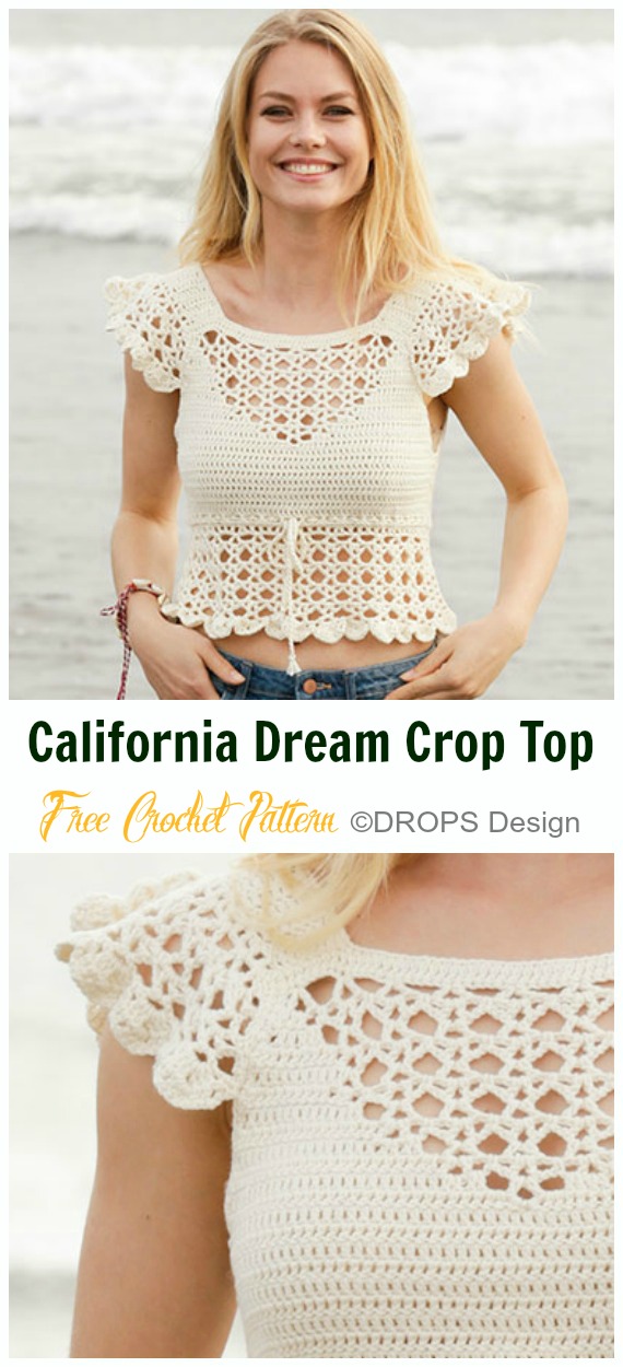 California Dream Crop Top Crochet Free Pattern - Women #CropTop; Free #Crochet; Patterns [Summer Edition]