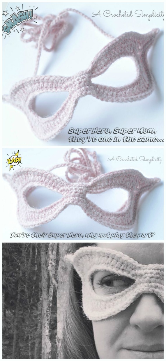 Super Mom, Super Hero Mask Crochet Free Pattern - Masquerade Eye #Mask; Free #Crochet; Patterns