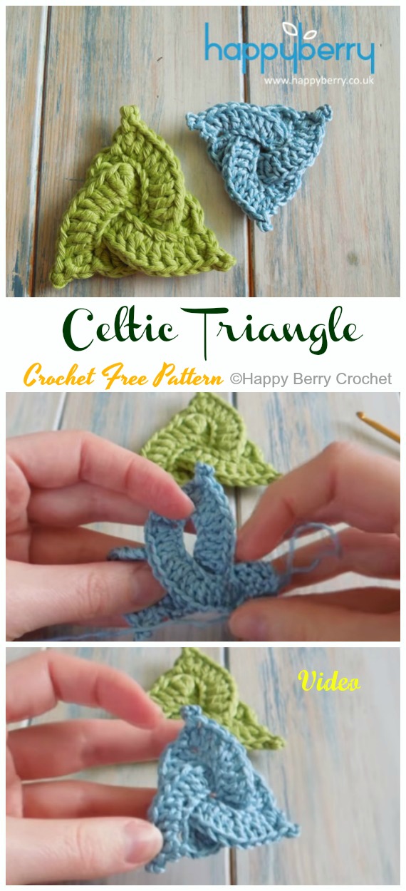 Celtic Triangle Crochet Free Pattern with Video - #Triangle; Motif Free #Crochet; Patterns 