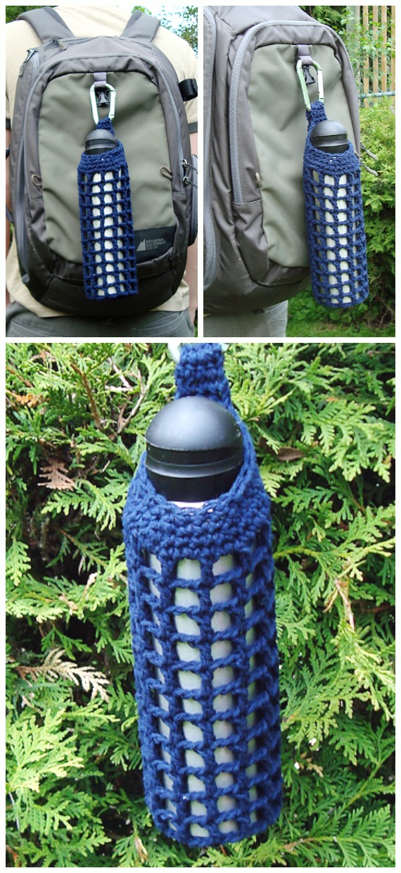 Clip On Water Bottle Holder Crochet Free Pattern - Water #BottleHolders; & Slings Free #Crochet; Patterns