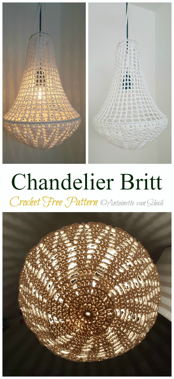 Chandelier Britt Crochet Free Pattern - #Crochet; Lamp Shade Free Patterns 