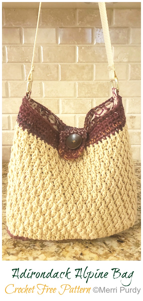 Adirondack Alpine Bag Free Crochet Pattern & Video - #Crochet #Handbag Free Patterns