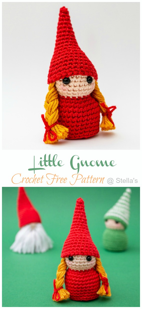 Gunhild the Gnome Girl Amigurumi Crochet Free Pattern -  Free#Amigurumi; #Gnome; Toy Softies Crochet Patterns