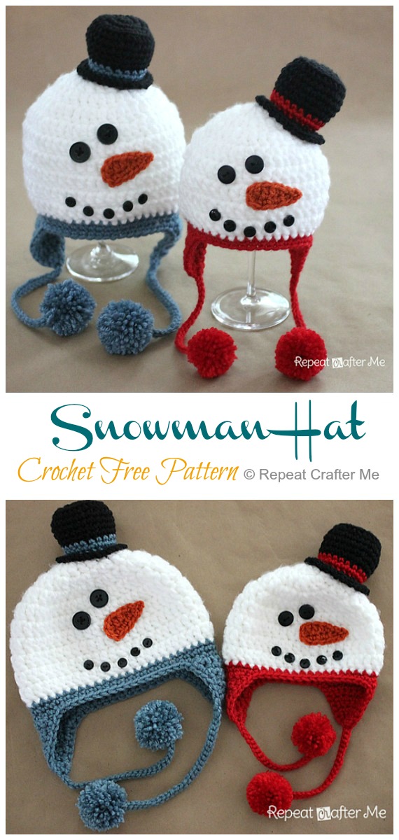 Snowman Hat Crochet Free Pattern - #Crochet; #Christmas; Hat Gifts Free Patterns