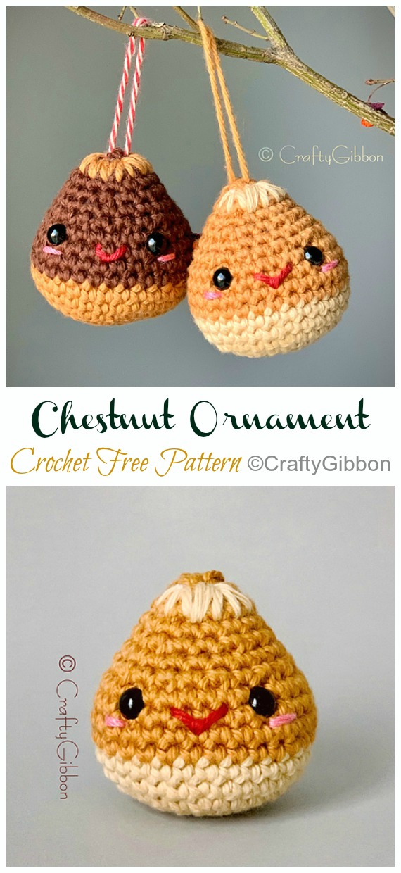 Chestnut Ornament Crochet Free Pattern - DIY #Crochet; #Christmas; #Ornament; Free Patterns