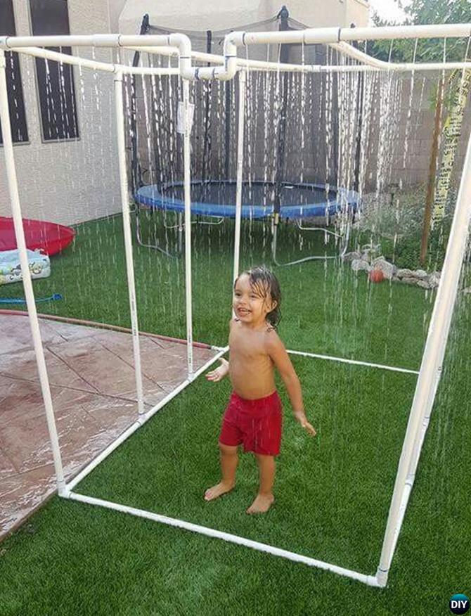 Backyard PVC Sprinkler Waterfall-20 PVC Pipe DIY Projects For Kids