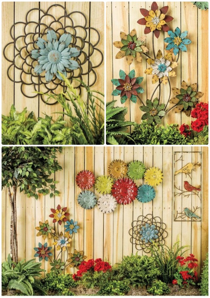 Booming Metal Flower Garden Fence Decor-20 Fence Decoration Makeover DIY Ideas