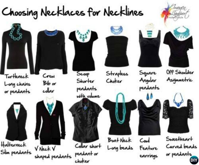 Choose Right Necklaces with your neckline-20 Lady Girl Fashion Hacks
