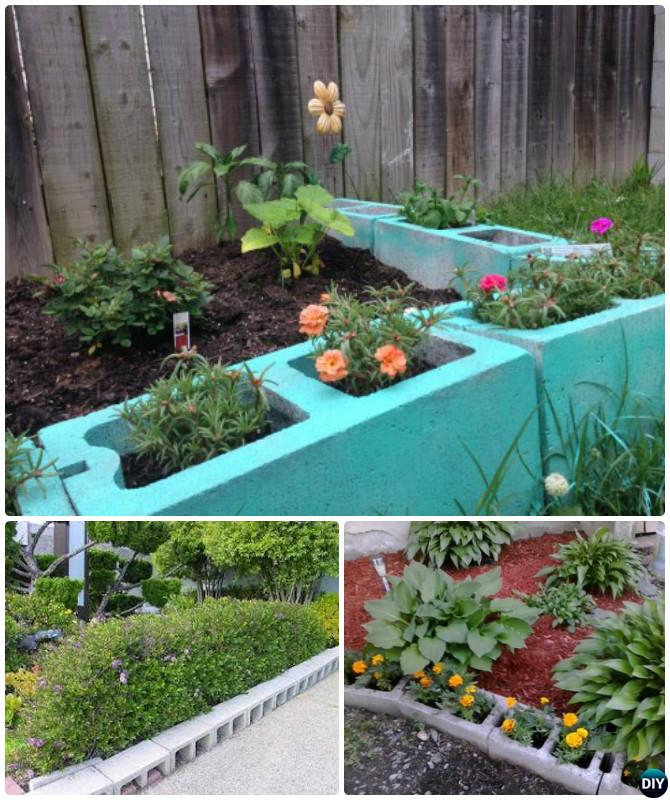 Cinder Block Raised Garden Bed Border Edging - 20 Creative Garden Bed Edging Ideas Projects Instructions