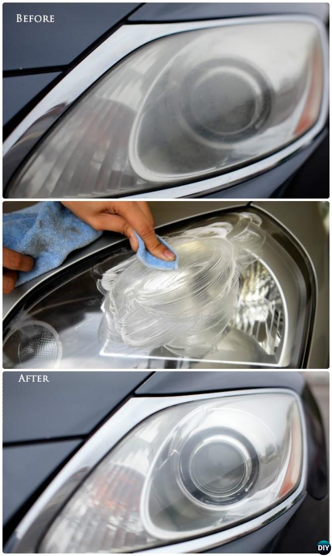 Clean Car Headlight with Toothpaste-20 Car Cleaning Detailing Tips and Tricks 