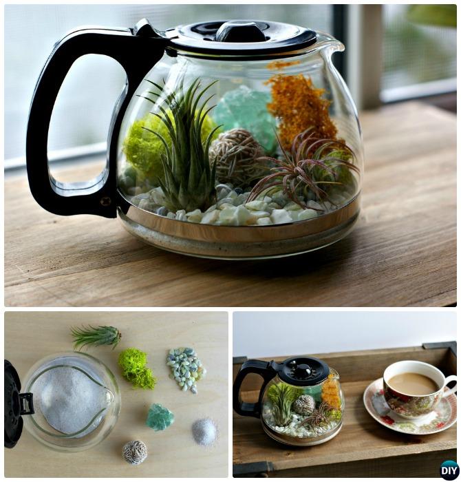 Coffee Pot Terrarium-DIY Mini Fairy Terrarium Garden Ideas