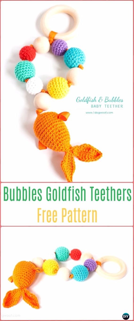 Crochet Bubbles & Goldfish Teether Free Pattern - Crochet Baby Shower Gift Ideas Free Patterns