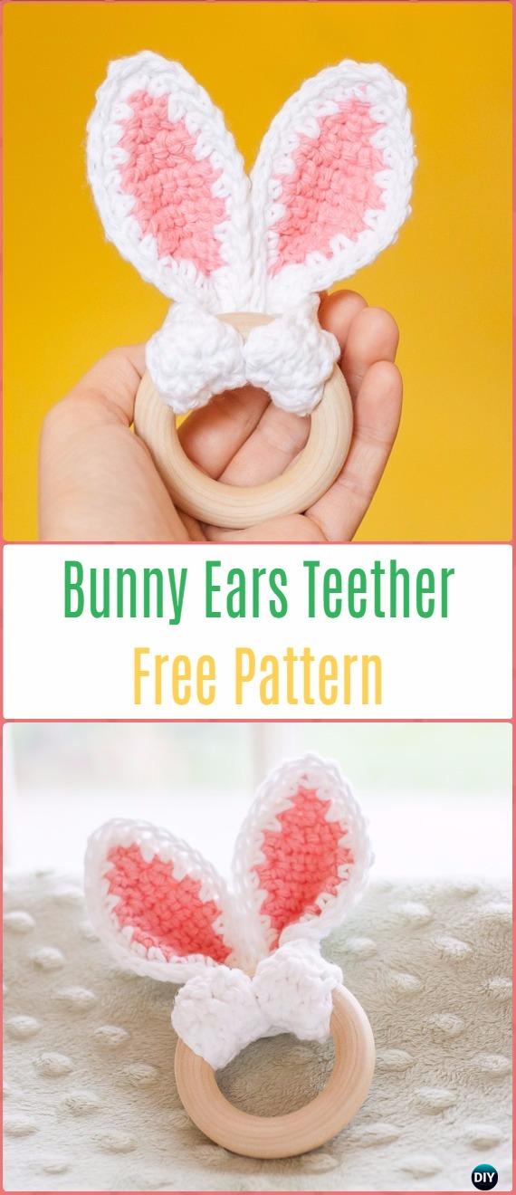 Crochet Bunny Ears Teether Free Pattern - Crochet Baby Shower Gift Ideas Free Patterns