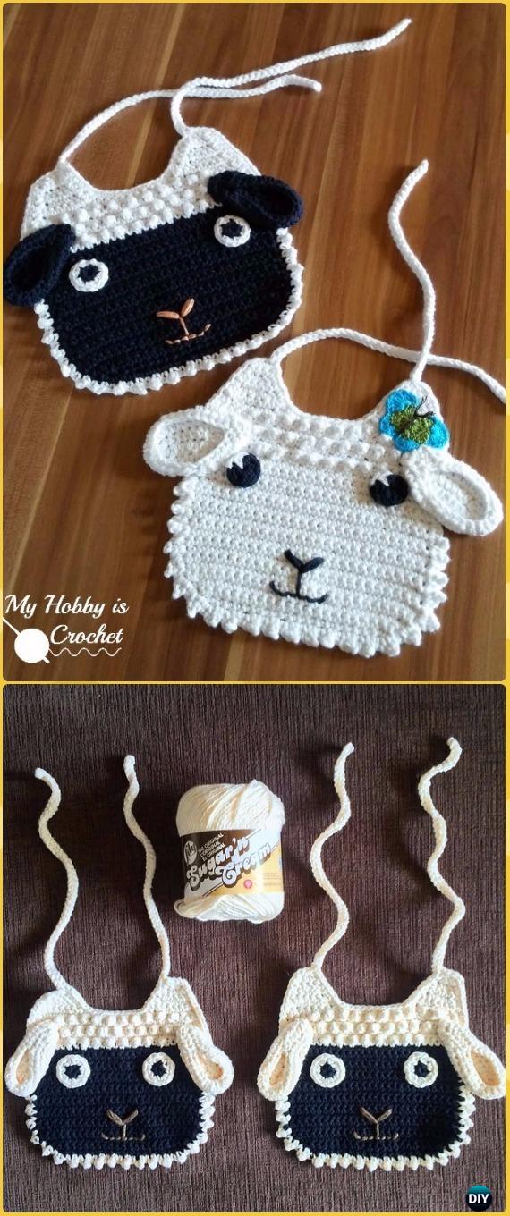 Crochet Little Lamb Baby Bib Free Pattern - Crochet Baby Shower Gift Ideas Free Patterns