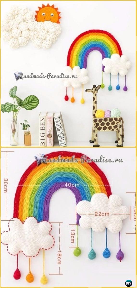 Crochet Rainbow Wall Decor Free Pattern - Crochet Baby Shower Gift Ideas Free Patterns