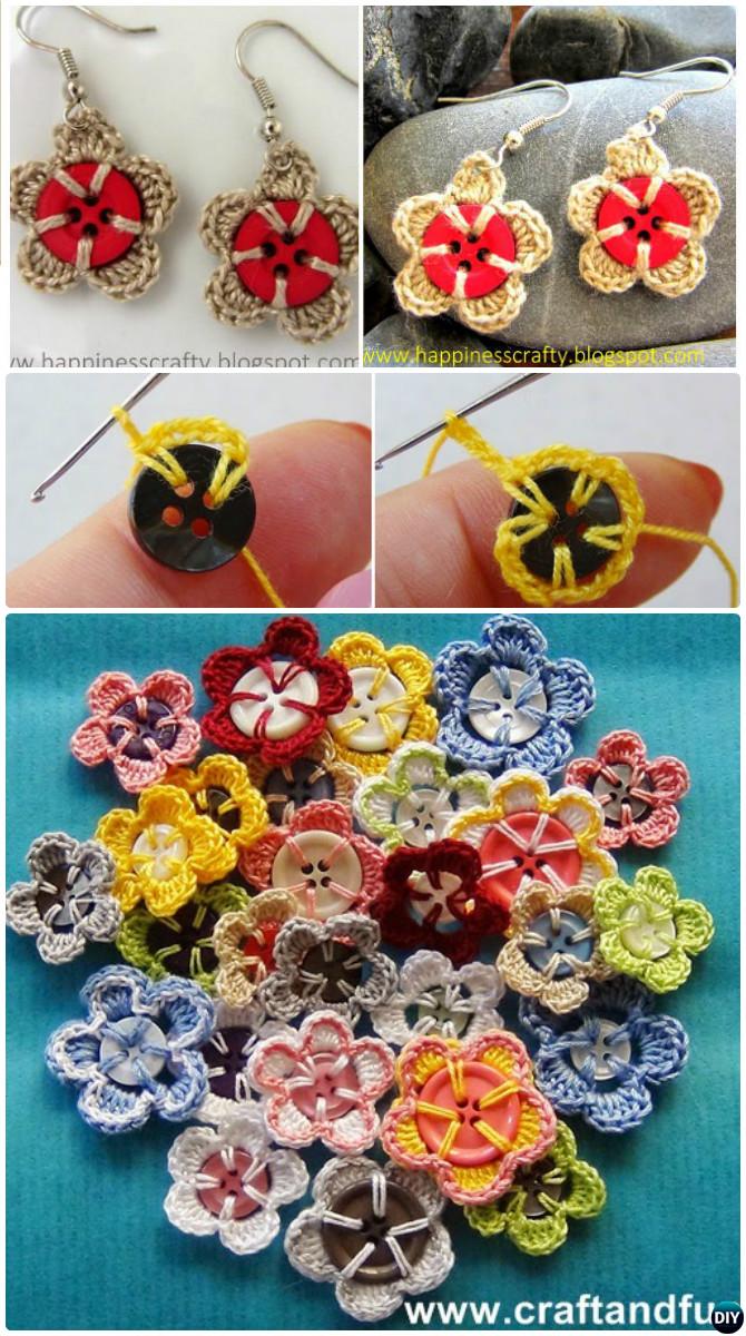 Crochet Button Flower Free Pattern Instruction