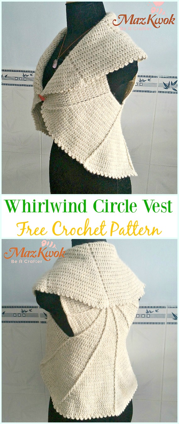 Crochet Whirlwind Circle Vest Free Pattern - #Crochet; Circle #Vest; & Sweater Jacket Cardigan Free Patterns