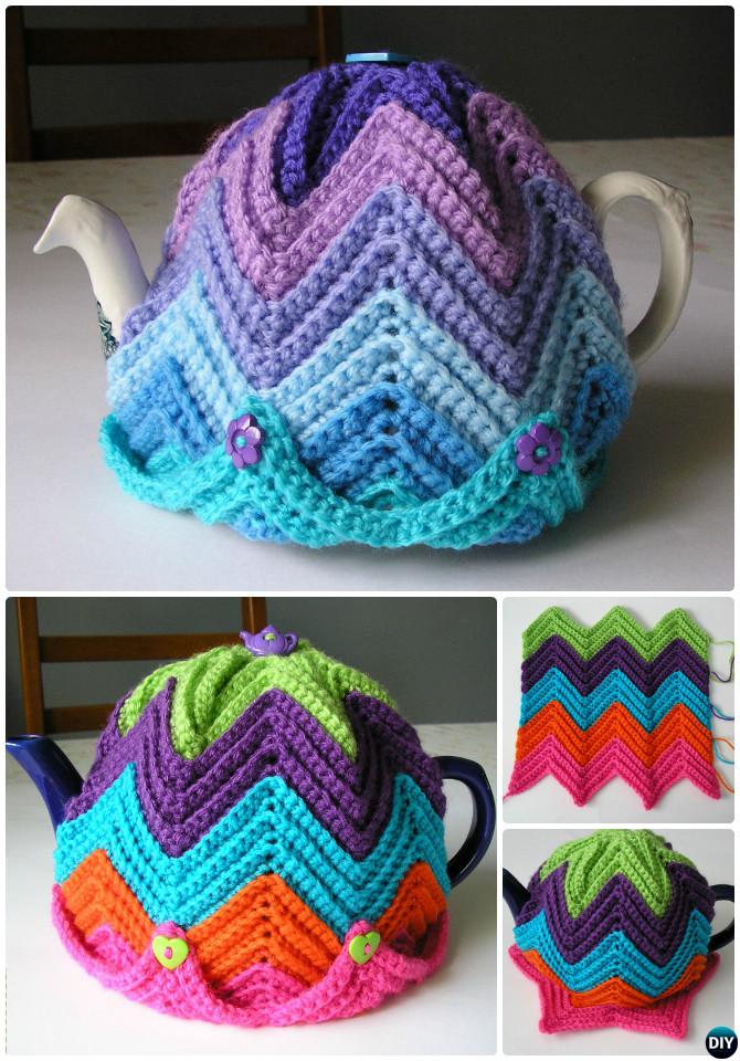 Crochet Easy Ripple Tea Cosy Free Pattern-20 Crochet Knit Tea Cozy Free Patterns