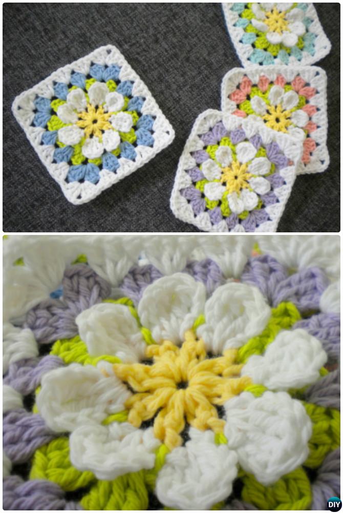 Crochet Flower Garden Granny Square Free Pattern