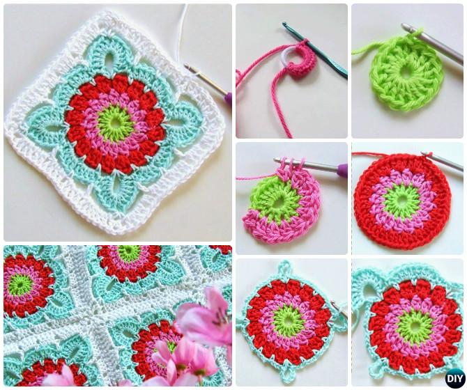 Crochet Patroon Granny Square Flower Blanket Free Pattern