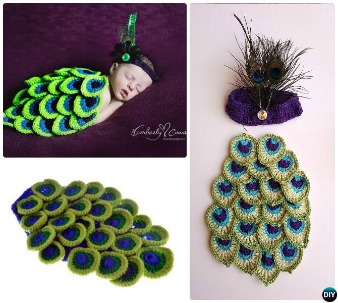  Crochet Peacock Photography Prop Set