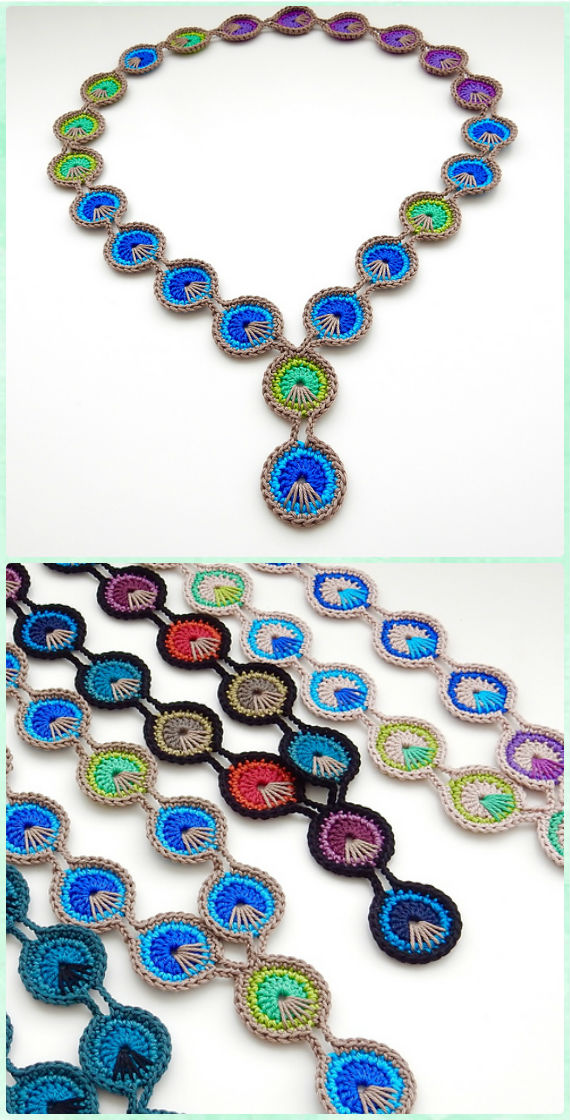Crochet Peacock Feather Necklace Free Pattern-10 Crochet Peacock Projects Free Patterns