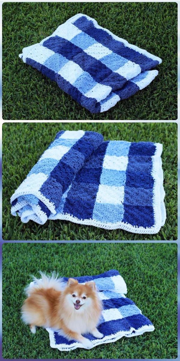 Crochet Gingham Picnic Blanket Free Pattern - Crochet Summer Blanket Free Patterns