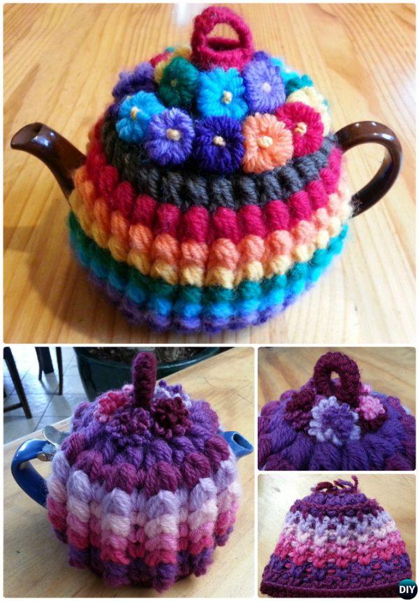 Crochet Vintage Puffy Stitch Rib Tea Cozy Free Pattern-20 Crochet Knit Tea Cozy Free Patterns