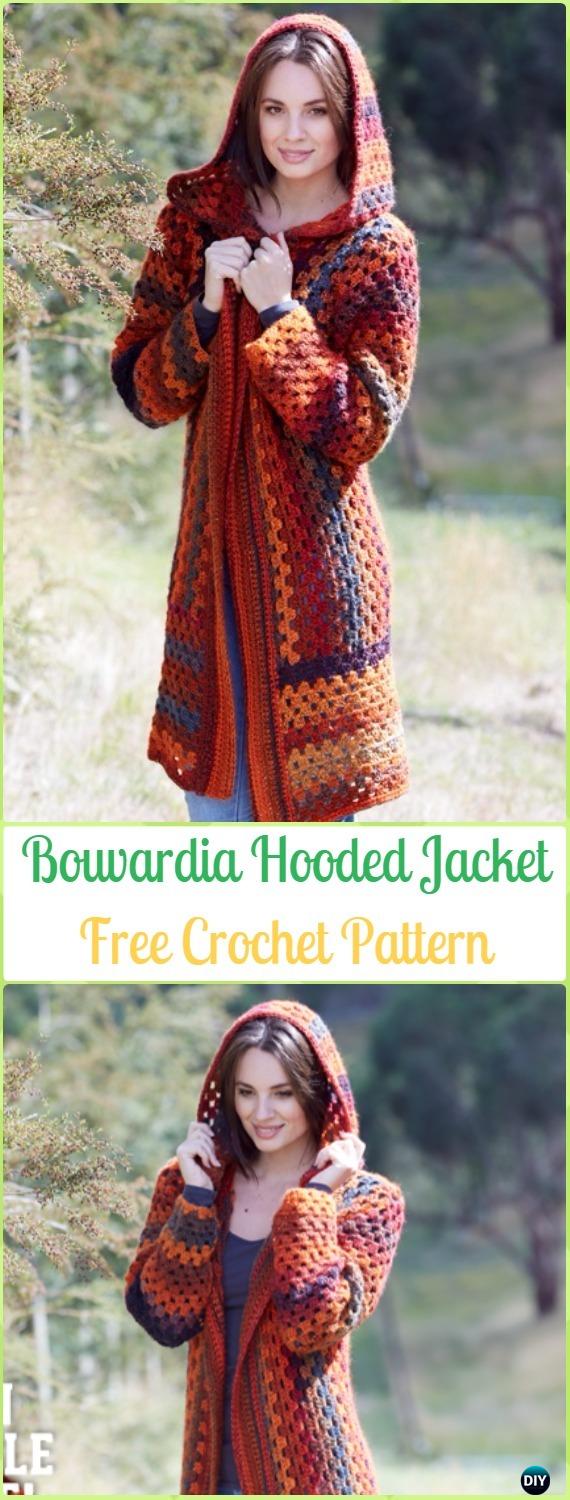 Crochet Bouvardia Hooded Jacket Free Pattern - Crochet Women Sweater Coat & Cardigan Free Patterns