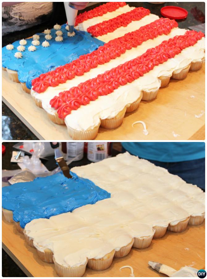 DIY American Flag Pull Apart Cupcake Cake-20 Gorgeous Pull Apart Cupcake Cake Designs For Any Party