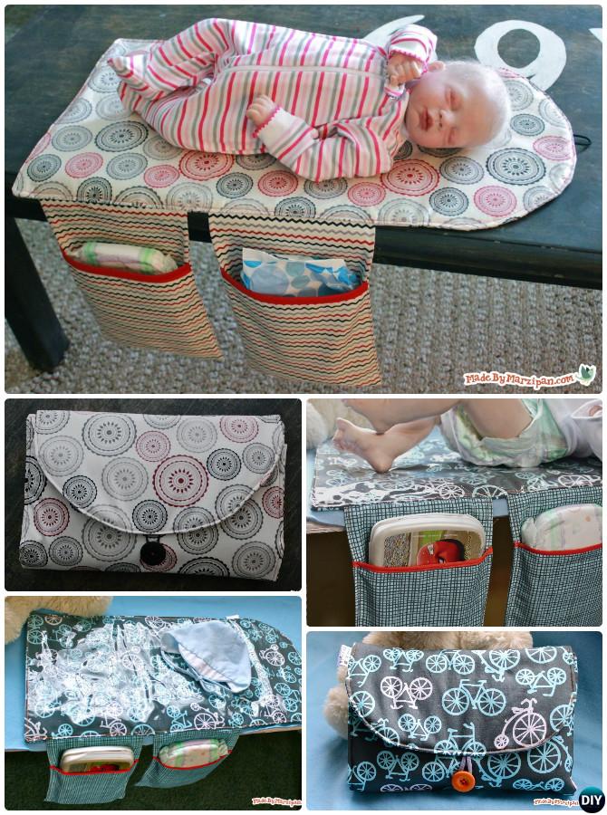 DIY Baby Changing Pad Travel Clutch Bag Sew Pattern Picture Instructions with Video