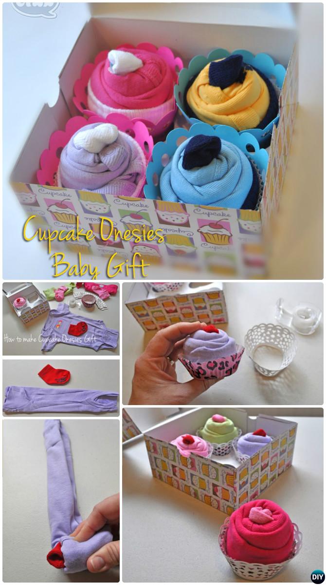 DIY Baby Onesies Cupcake Gift Box-Handmade Baby Shower Gift Ideas Instructions