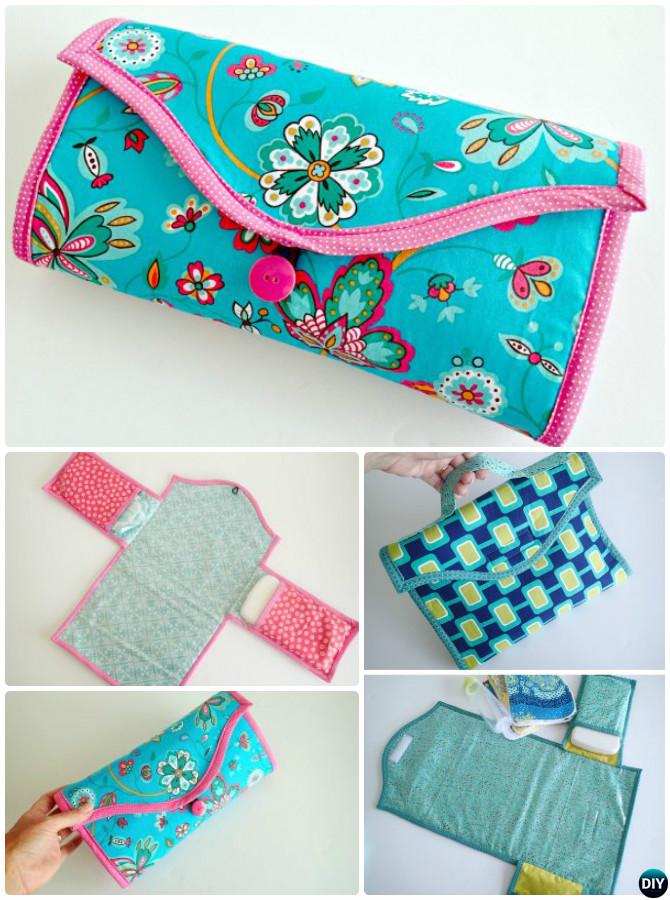 DIY Baby Travel Changing Mat Portable Diaper Clutch Sew Pattern Picture Instructions