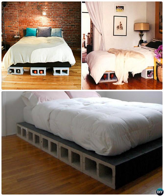 DIY Cinder Block Platform Bed-10 Concrete Block Home Decorating Projects