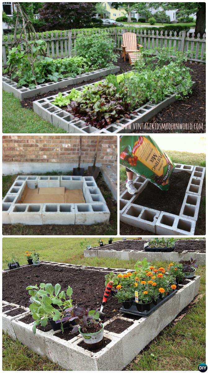 DIY Cinder Block Raised Garden Bed-20 DIY Raised Garden Bed Ideas Instructions