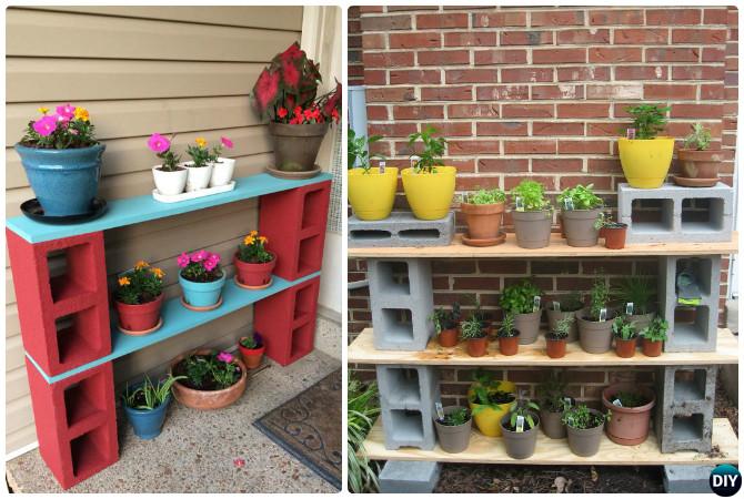 DIY Concrete Cinder Block Garden Shelf-10 Simple Cinder Block Garden Projects