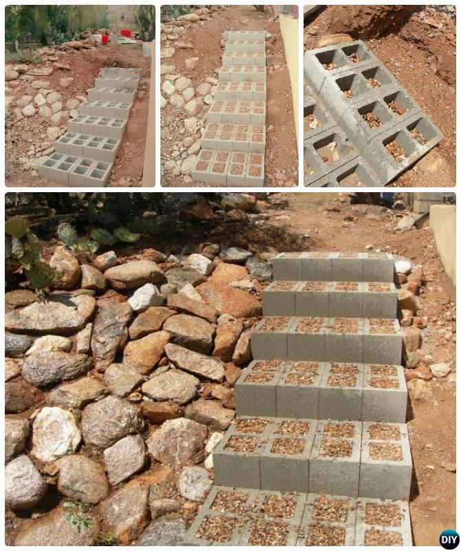 DIY Concrete Cinder Block Garden Stairs-10 Simple Cinder Block Garden Projects