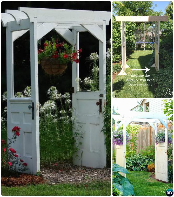 DIY Door Garden Arbor-Repurpose Old Door Into Garden Arbor Instruction 