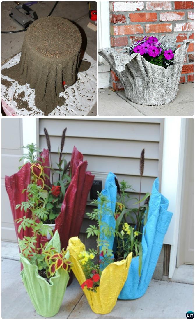 DIY Draped Concrete Towel Planter Pot-Concrete Planter DIY Ideas Projects 