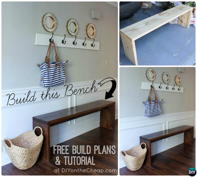 DIY Easy Wood Entryway Bench Instructions-20 Best Entryway Bench DIY Ideas Projects