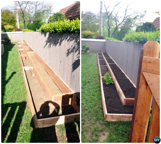 DIY Fence Line Raised Garden Bed-20 DIY Raised Garden Bed Ideas Instructions 