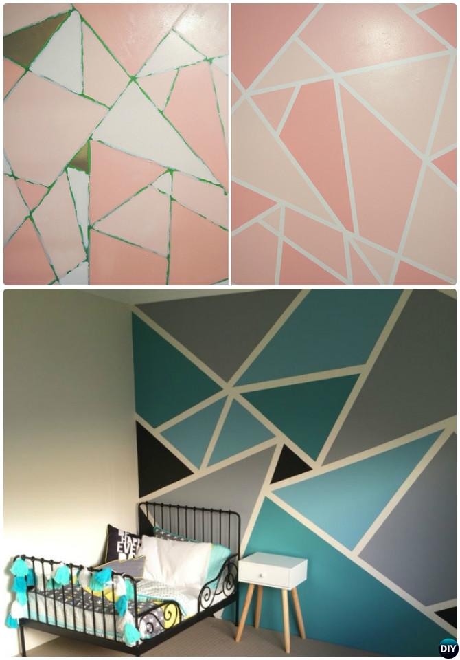 DIY Geometric Mosaic Wall Painting Instruction-DIY Wall Painting Ideas Techniques Tutorials